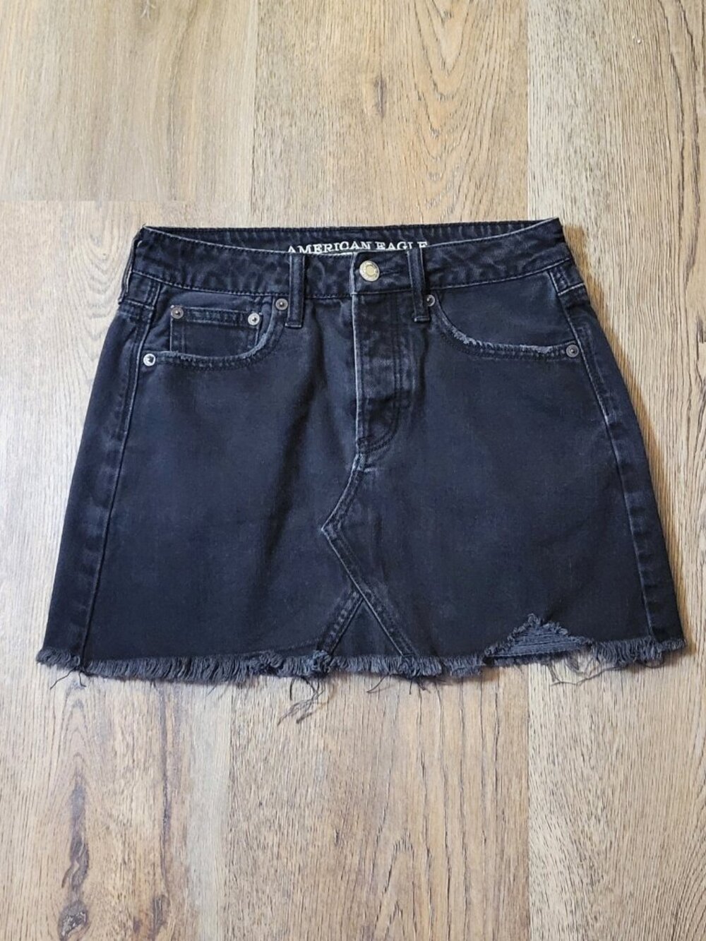 American Eagle Skirt Hi-Rise Festival Mini Womens Size 0 Black Denim Grunge